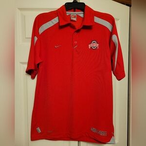 Team Nike DriFit OSU Ohio State Red Polo Men's Size Small